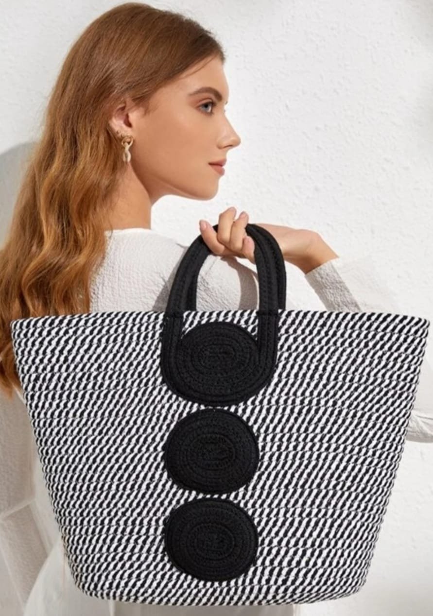 earthy elegance jute & cotton bags in white black earthy elegance jute & cotton bags in white black