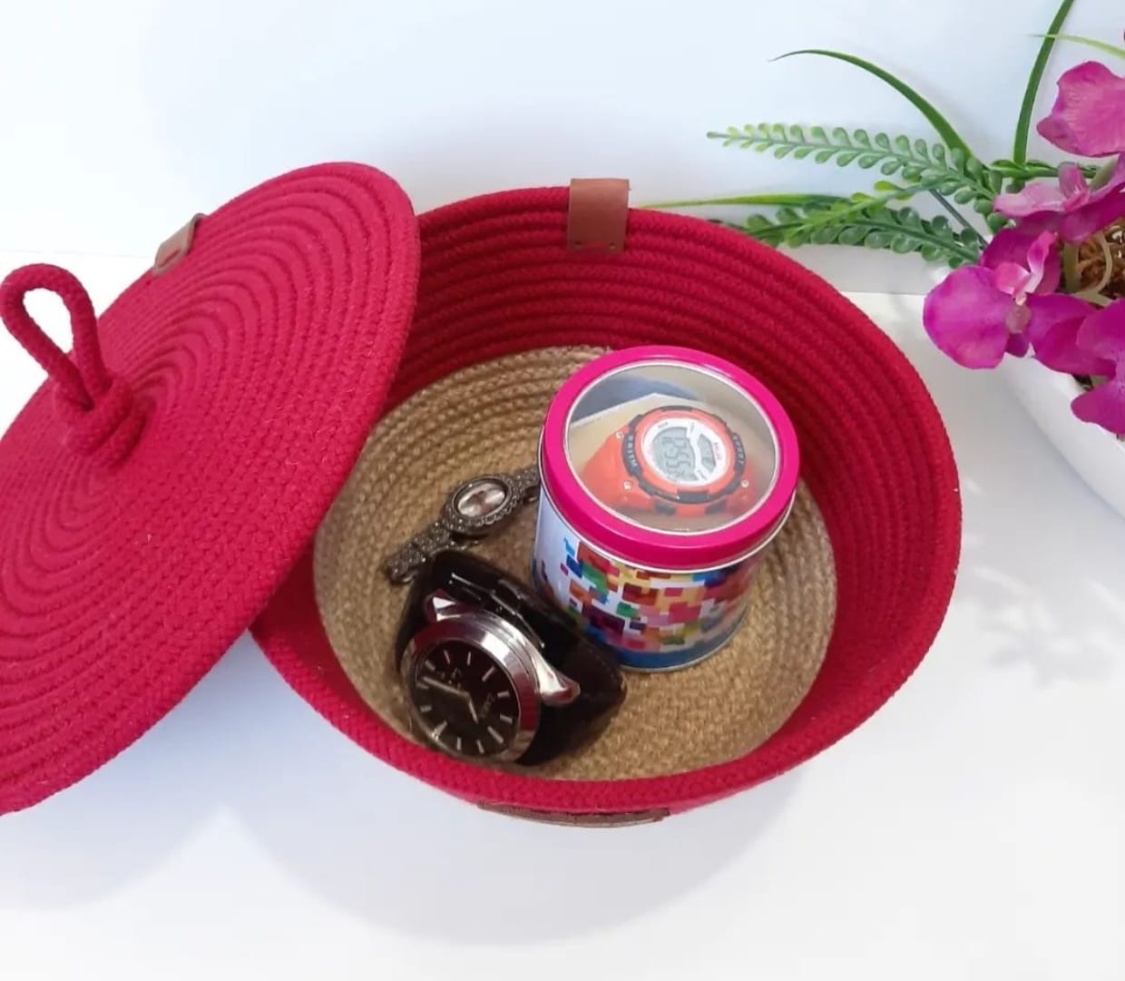green chic jute & cotton bag series in red beige green chic jute & cotton bag series in red beige