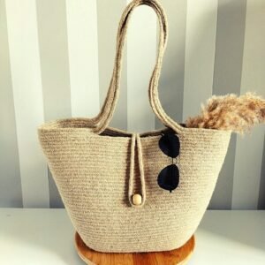 lady luxe: cotton & jute bags for women in beige color