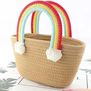 cotton rope handmade rope crossbody bho summer pures handmade claret woven straw bag: boho wooden handle pures