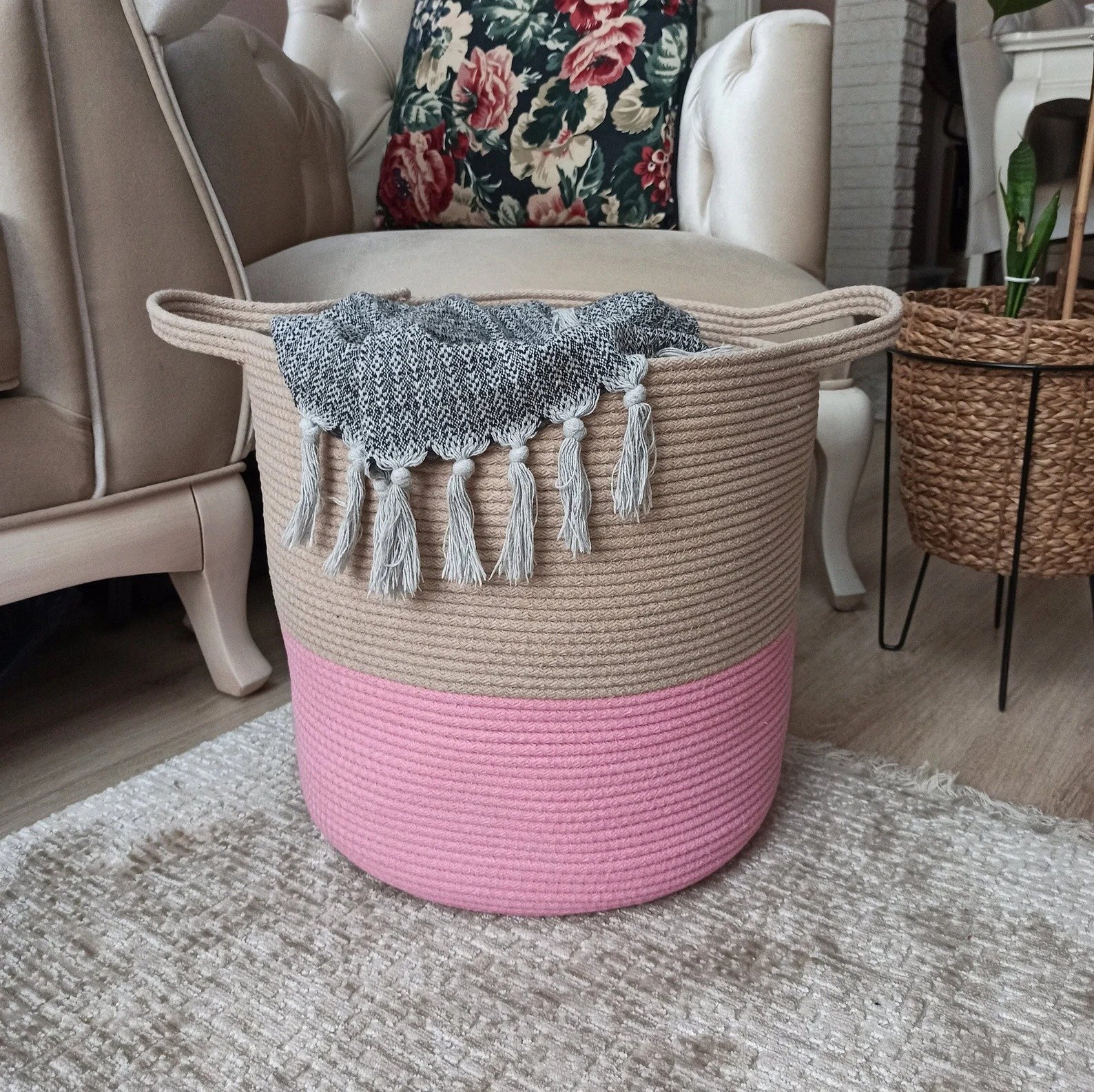 storage baskets, toy bin , for toy blankets, pillows storage in living room cute jute basket storage basket for bathroom living room & kitchen organiser box vanity box first aid box