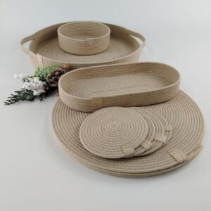 festive beige woven storage set.