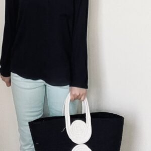 femmefiber collection by cotton & jute bags in black white tikki