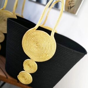chic & green 's jute & cotton women bag line/bag sling bags yellow beige