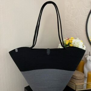 natural charm: women's cotton & jute bag collection blk gry