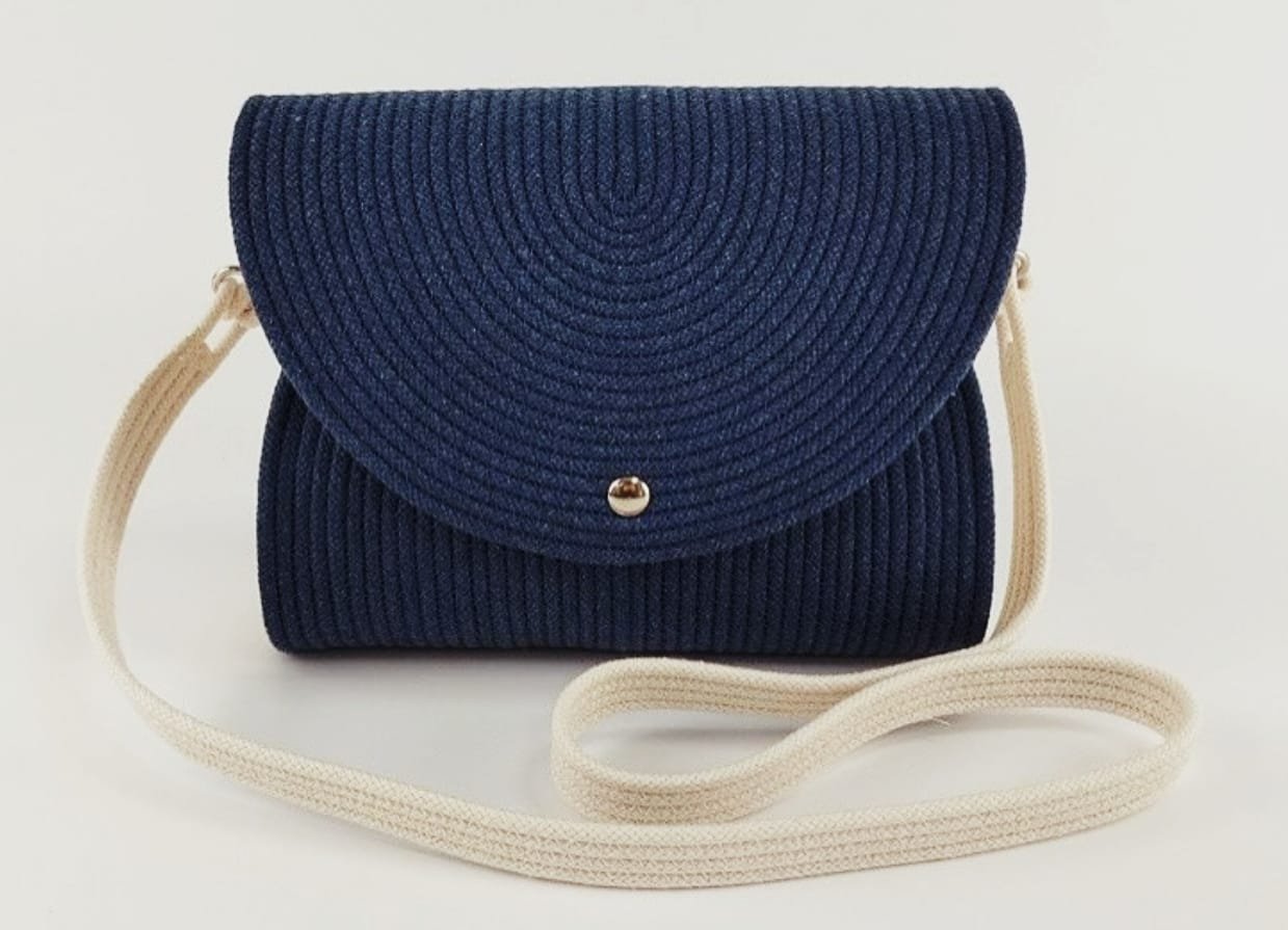 blue & cream noir rope bag blue & cream noir rope bag