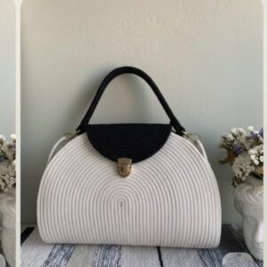 cotton rope boho fancy handbag stlish handmade .handmade cotton cored corssbody bags small purse with gold chain strap and strap and clasp, elegant shoulder bag,