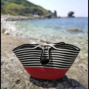 cotton rope handmade cotton rope bag rope crossbody bho summer pures handmade claret woven straw bag: boho wooden handle pures black white red