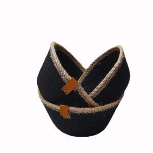 pack of 3 handcrafted woven storage jute cotton basket