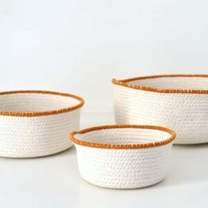 collection pack of 3 handcrafted woven storage jute cotton basket