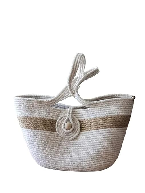 beige eco & friendly handmade jute bag women's tote shoulder bag with rope handles beige eco & friendly handmade jute bag women's tote shoulder bag with rope handles
