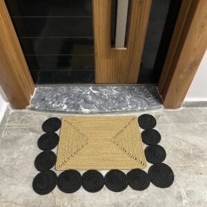handmade jute door mat with spiral border