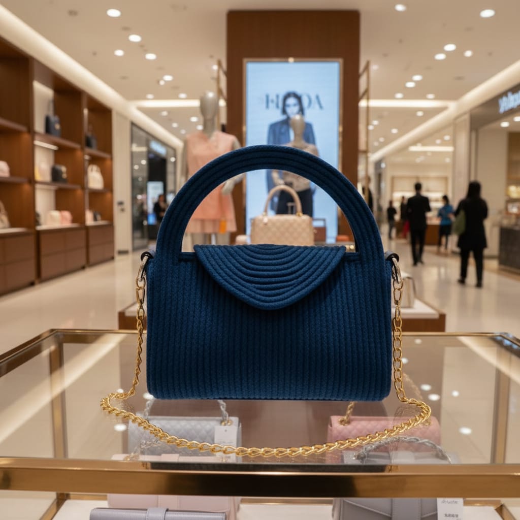 cotton rope boho fancy handbag stlish handmade .handmade cotton cored corssbody bags small purse with gold chain strap and strap and clasp, elegant shoulder bag,