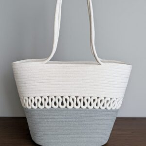 white grey jute & cotton bag bantrick chic handbag