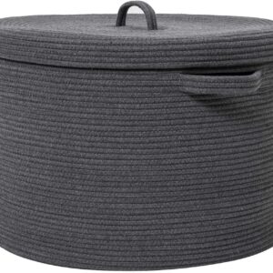 cotton rope/ jute /small dry grass/natural cane/chic dry grass bag/cotton rope woven blanket storage for living room,gray basket+lid