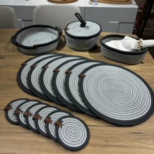 grey timeless weave dining set