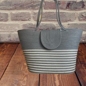 organic chic jute & cotton women style bag grey color