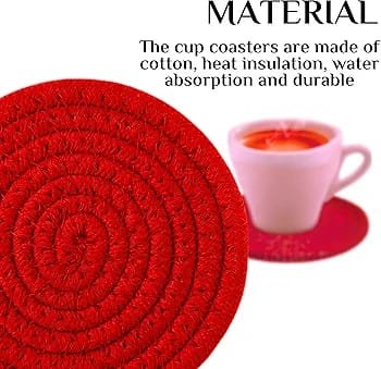 cotton rope/ jute /small dry grass/natural cane/chic dry grass bag/farmhouse coasters for drinks/absorbent coasterfor fabletop protection/women coaster,rustic coaster,rope drink coaster full red. cotton rope/ jute /small dry grass/natural cane/chic dry grass bag/farmhouse coasters for drinks/absorbent coasterfor fabletop protection/women coaster,rustic coaster,rope drink coaster full red.