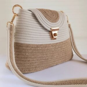 top handle weaved tote shoulder jute bag bantrick handbag