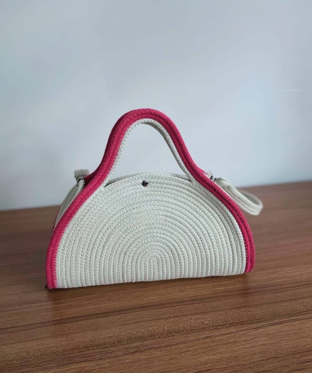 red and white crochet handmade jute bag natural elegance red and white crochet handmade jute bag natural elegance