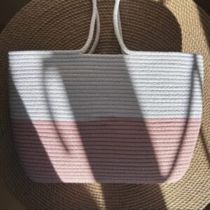 cotton rope/ jute /small dry grass/natural cane/chic dry grass bag/cotton rope woven bag for women vibrant cotton rope handbag chic large tote for women,stylish carryall & shoulder white= pink bag