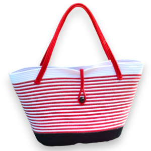 enviro totes by fashionable jute & cotton bags in white red mix