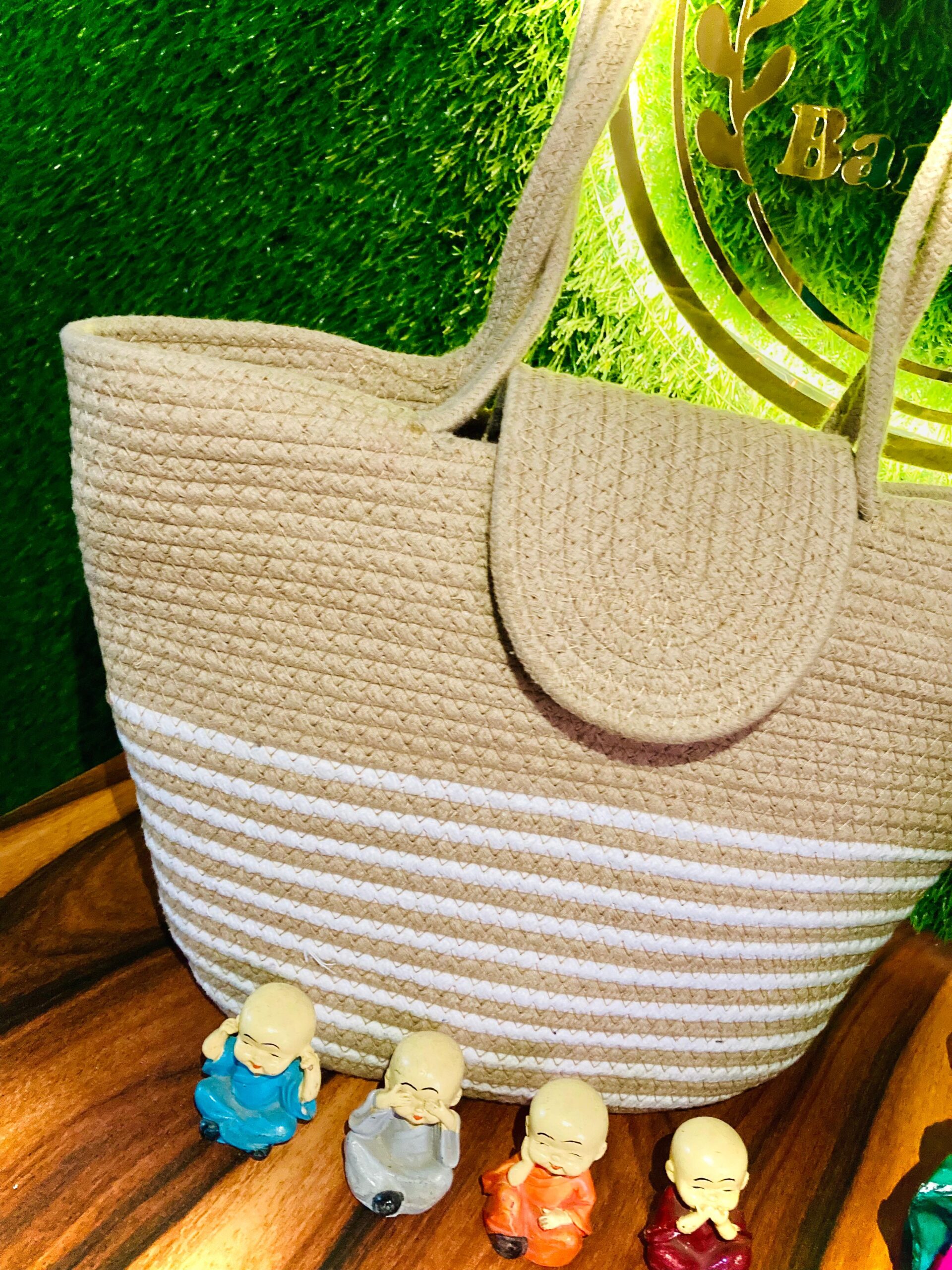 beige eco & friendly handmade jute bag women's tote shoulder bag with rope handles beige eco & friendly handmade jute bag women's tote shoulder bag with rope handles