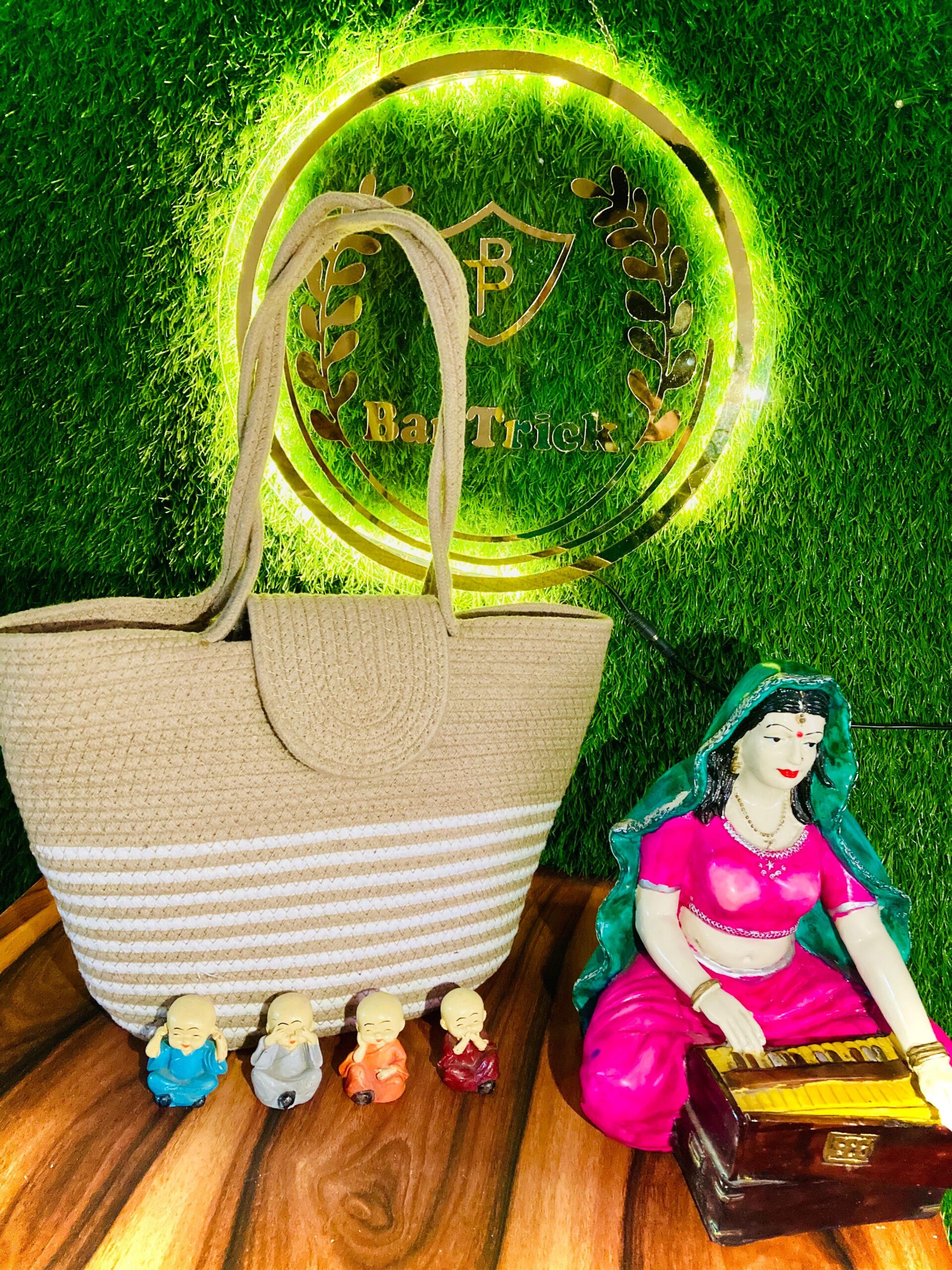 beige eco & friendly handmade jute bag women's tote shoulder bag with rope handles beige eco & friendly handmade jute bag women's tote shoulder bag with rope handles
