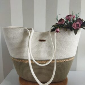 organic jute & cotton bag range in white beige
