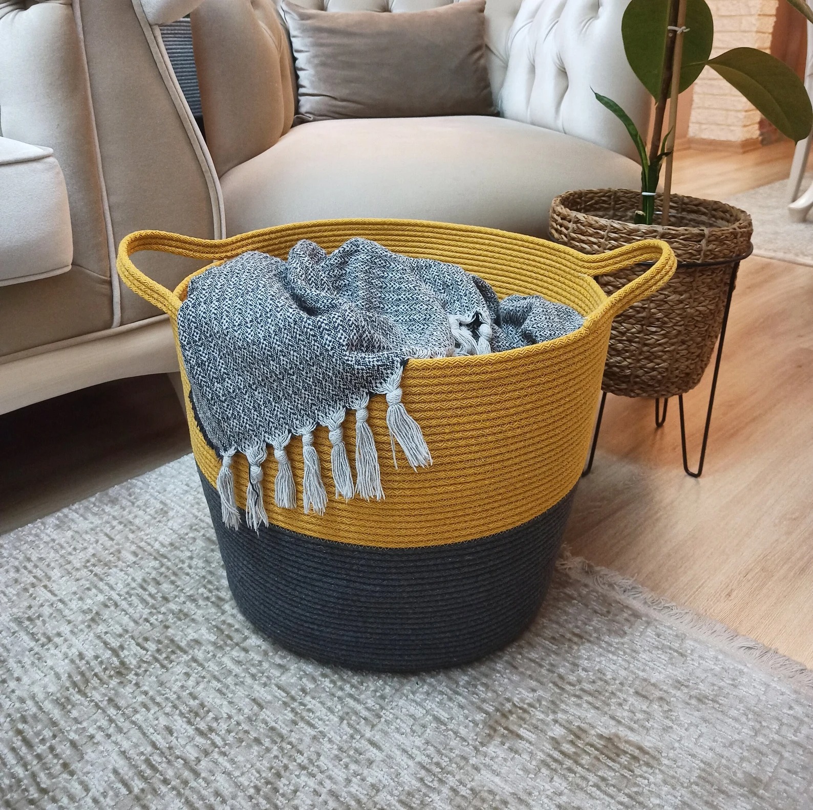 storage baskets, toy bin , for toy blankets, pillows storage in living room cute jute basket storage basket for bathroom living room & kitchen organiser box vanity box first aid box
