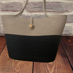 sustainable satchels jute & cotton women bag range in beige black