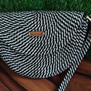 handmade natural jute striped sling shoulder bag