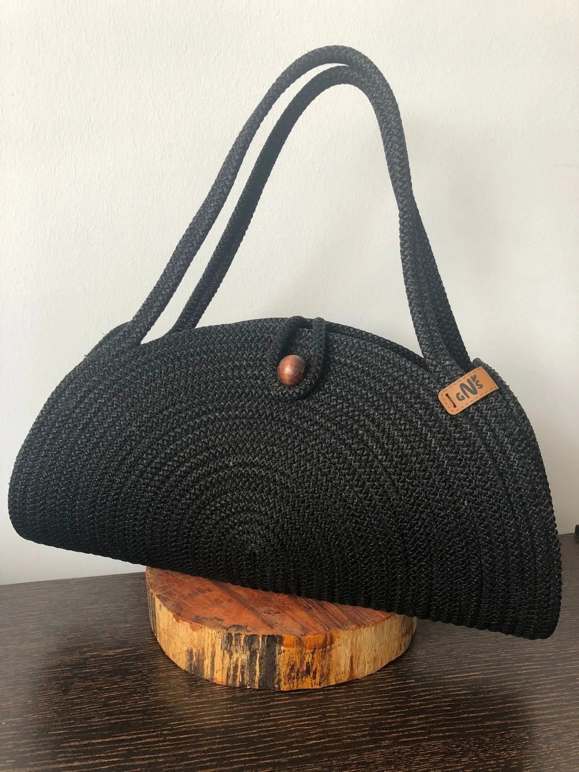 earth fusion: jute & cotton women bag collection in black earth fusion: jute & cotton women bag collection in black