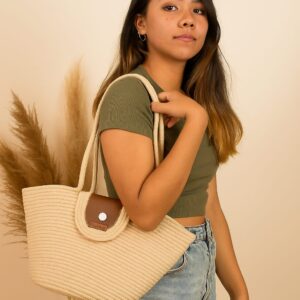 the conscious carryall green essentials tote in earthy beige jute & cotton